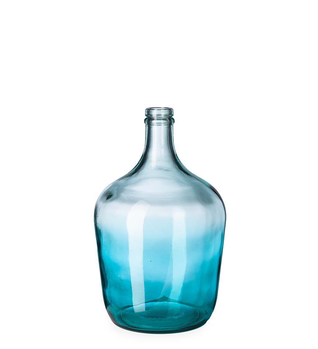 Ocean Blue Recycled Glass Vase, Short