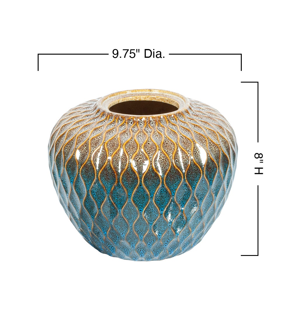 Blue Diamond Ceramic Fire Bowl