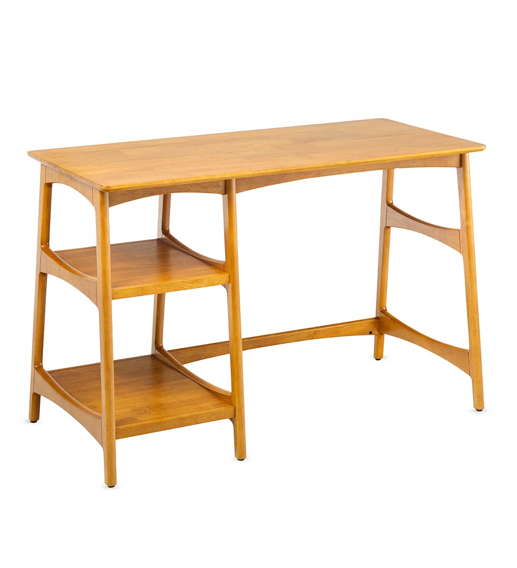 Mid-Century Modern Writing Desk with Two Shelves