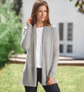 Lightweight Cashmere Duster Cardigan - Gray - Extra Large