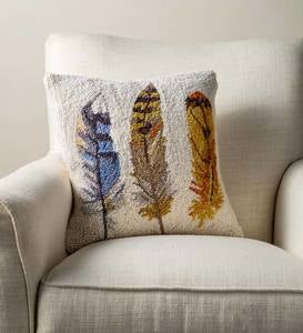 Feather Hooked Wool Pillow