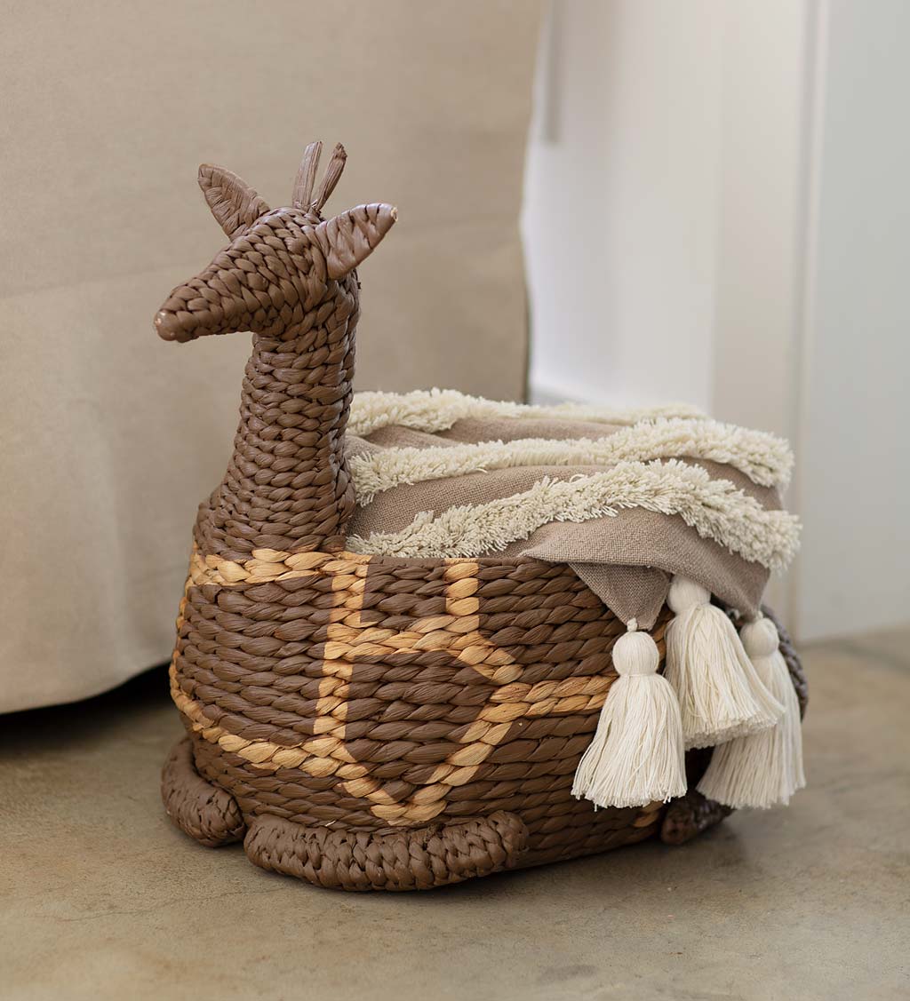 Hand-Woven Giraffe Shaped Storage Basket