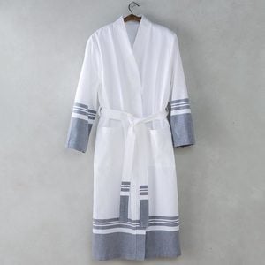 Turkish Cotton Striped Robe - Gray - S/M (4-8)