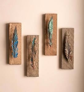 Engraved Wooden Hanging Feather Decoration
