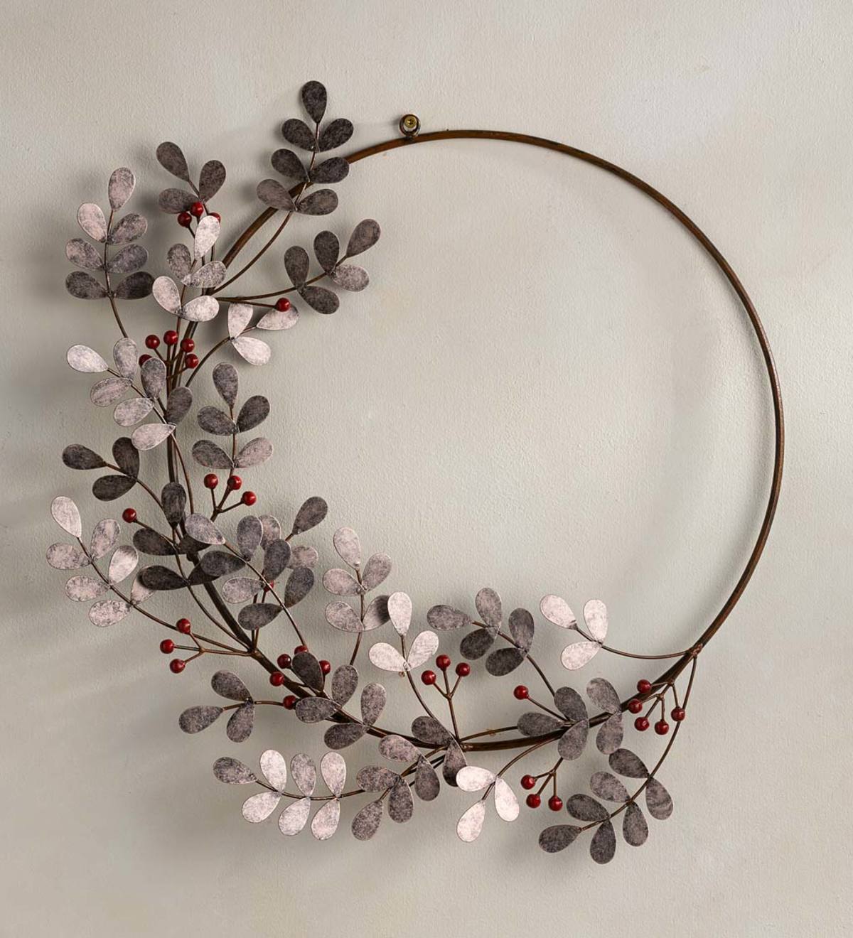 Recycled Metal Olive Leaf and Berry Wreath