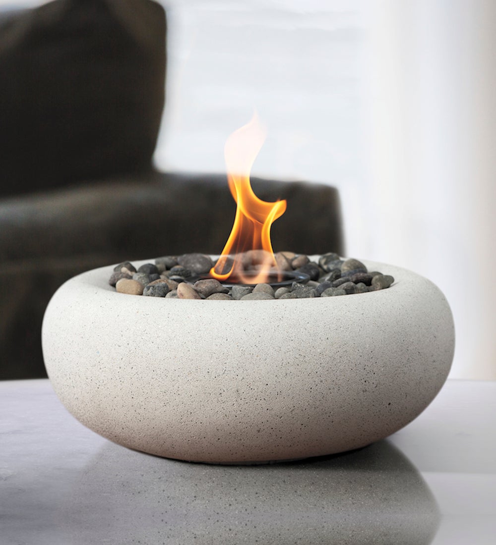 Zen Tabletop Fire Bowl White Vivaterra, Fire Pit Ceramic Bowl