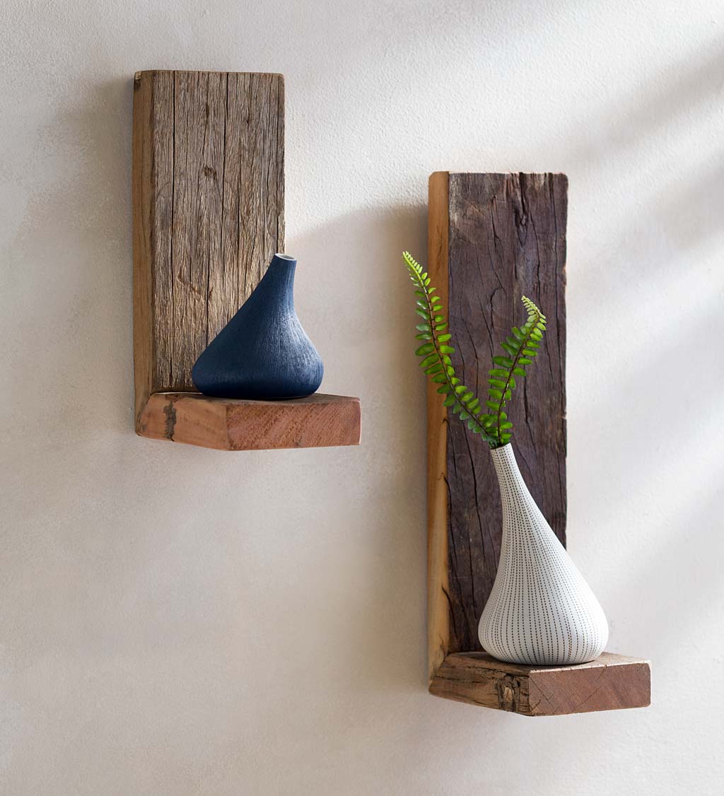 Recycled Wood Shelves, Set of 2