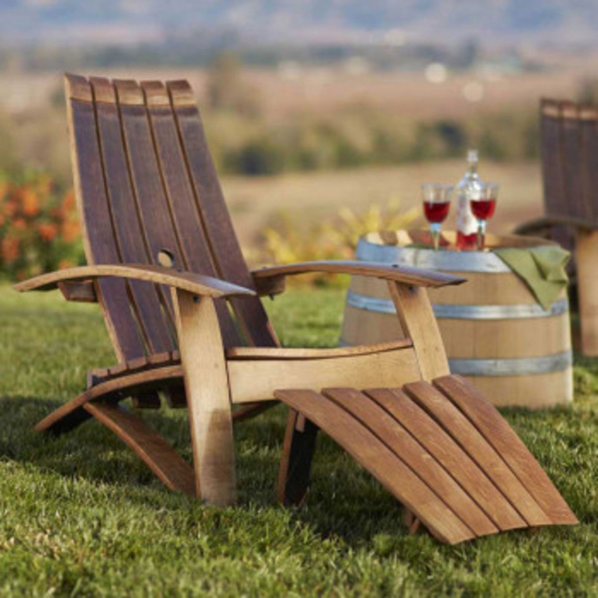 Wine Barrel Adirondack Chair And Footstool Vivaterra