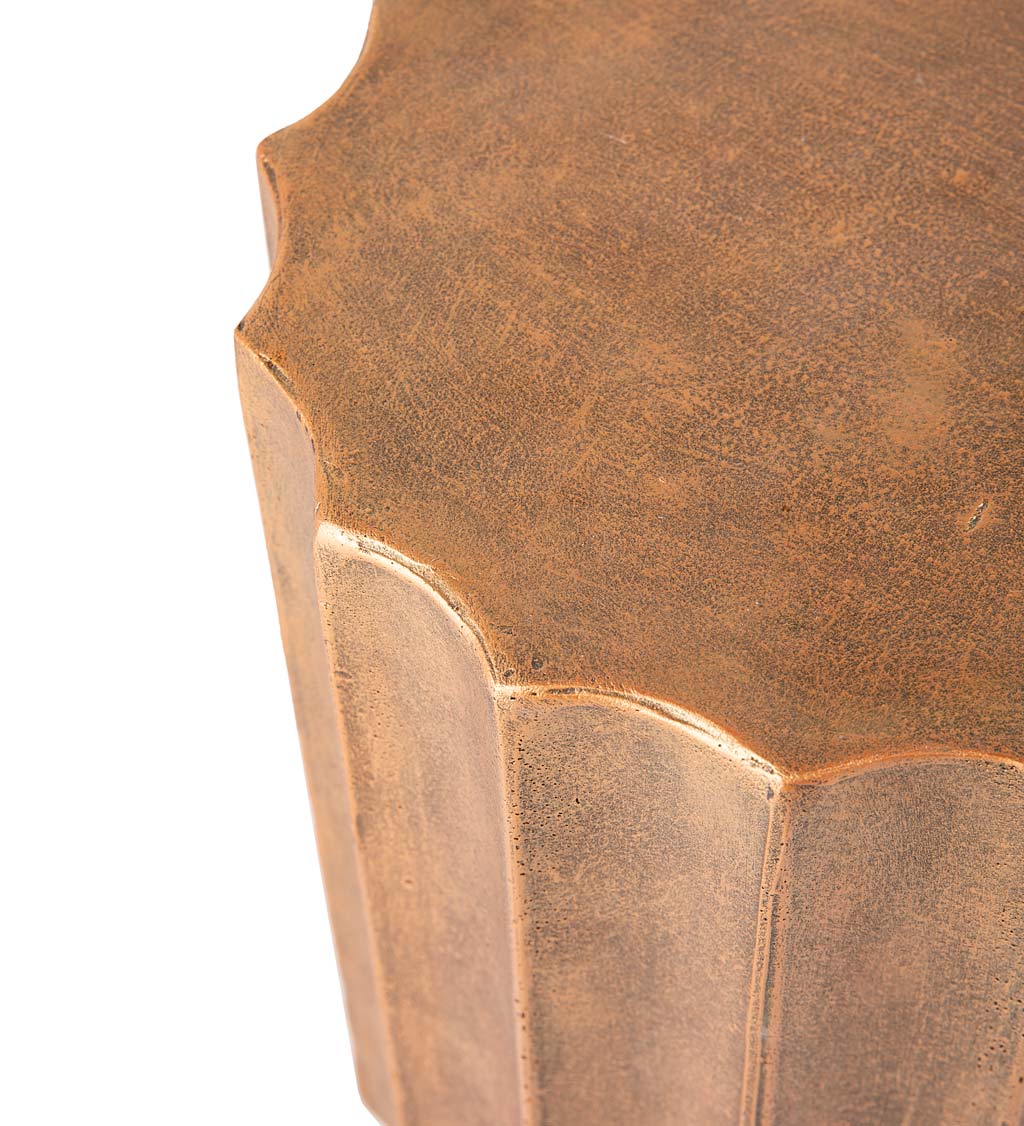 Fluted Copper Finish Concrete Side Table