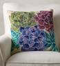 Succulent Hand-hooked Wool Pillow, Multi