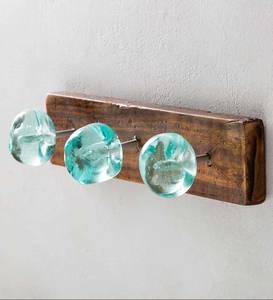 Recycled Glass and Reclaimed Wood Hooks - 3 Hook