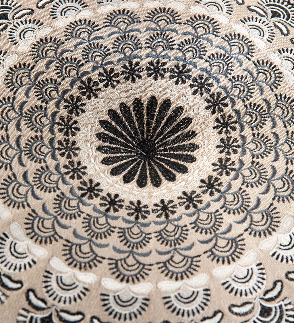 Embroidered Round Mandala Meditation Pouf