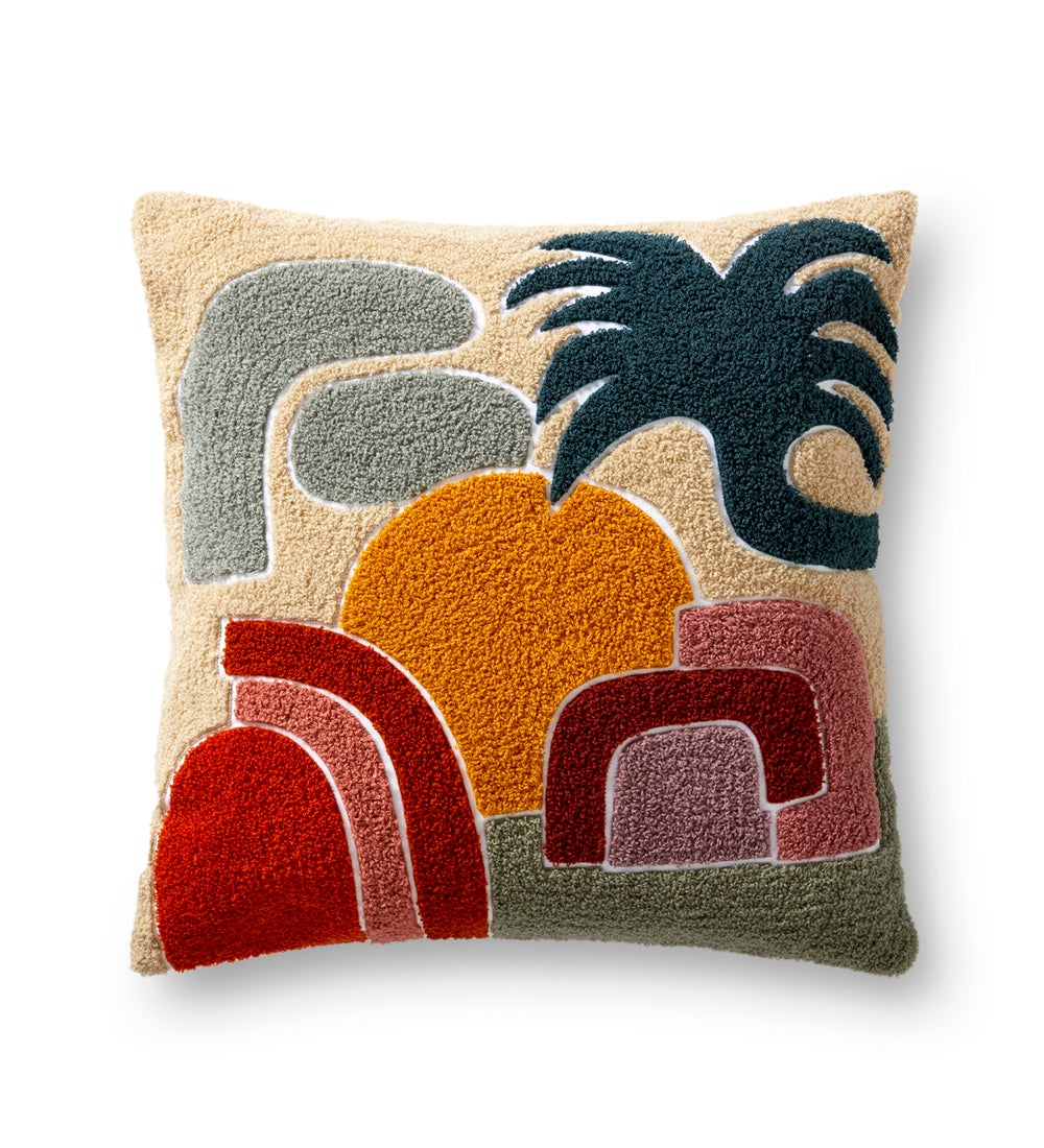 Sunset Palm Indoor/ Outdoor Pillow, 18"Square