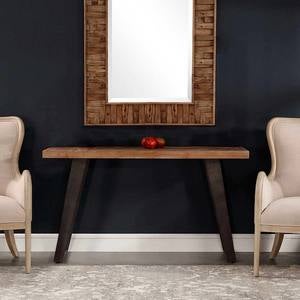 Fir Wood Console Table with Metal Legs