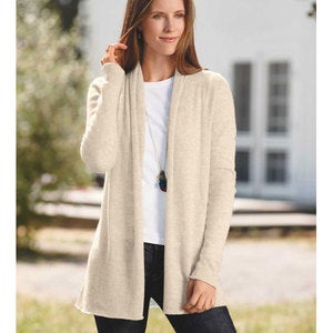 Lightweight Cashmere Duster Cardigan - Gray - S (4-6)