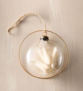 Dried Flower Ornament in Metal Brass Ring Frame