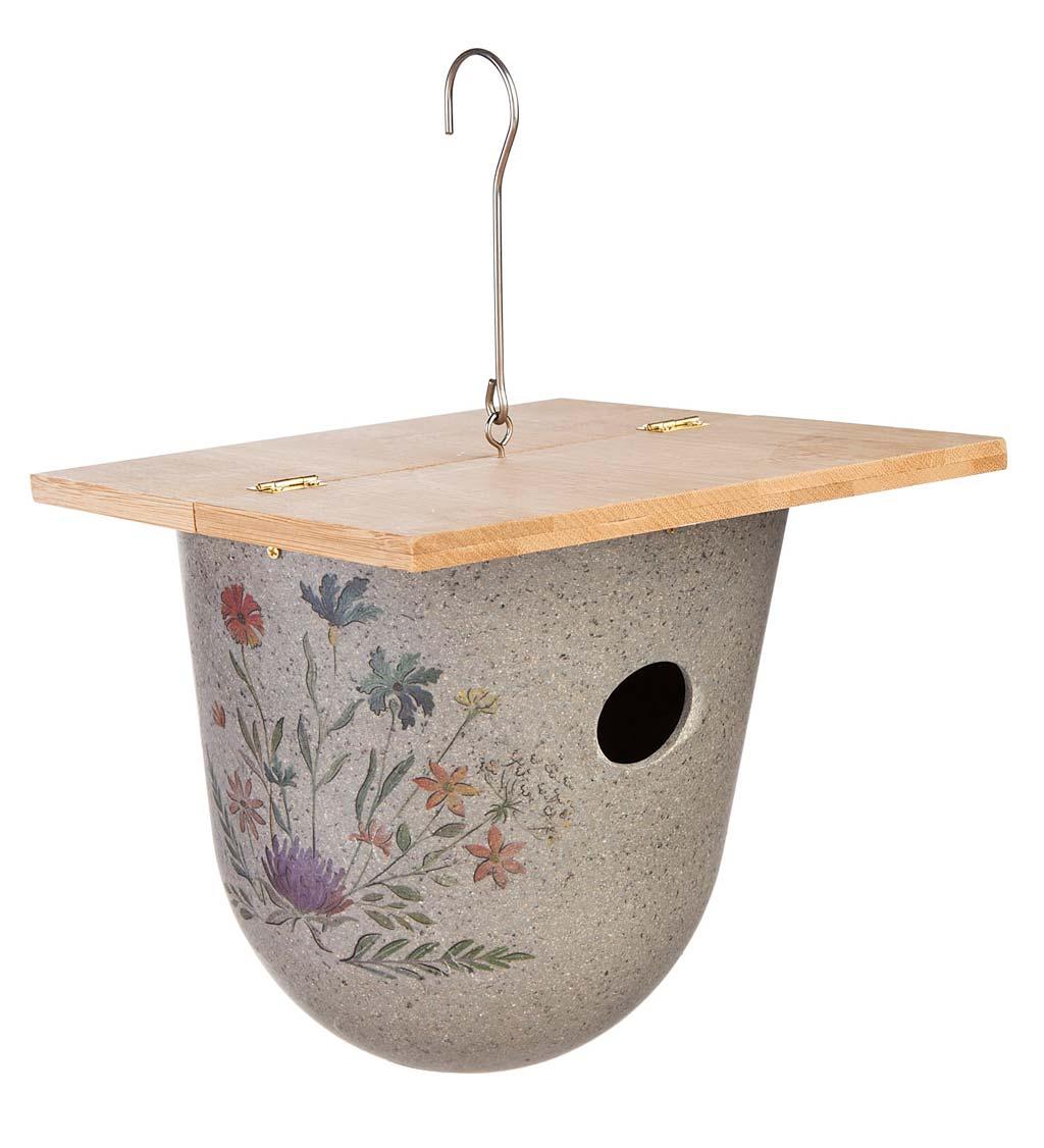 Eco-friendly Hanging Bird House with Wildflower Decal
