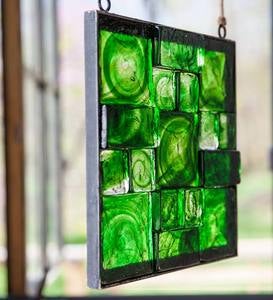 Framed Recycled Glass Block Art- Green