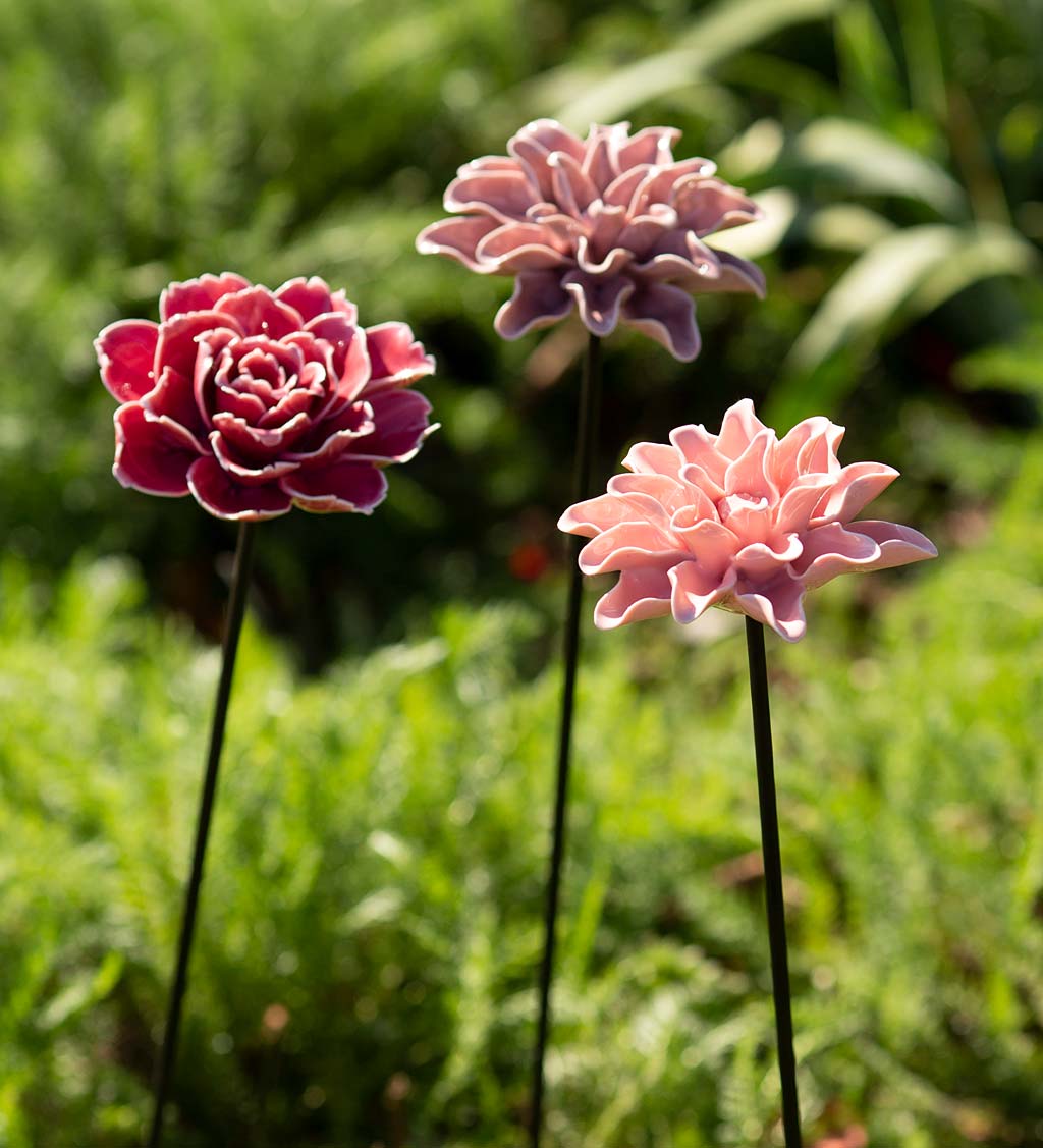 Ceramic Garden Flower Stakes, Set of 3 swatch image
