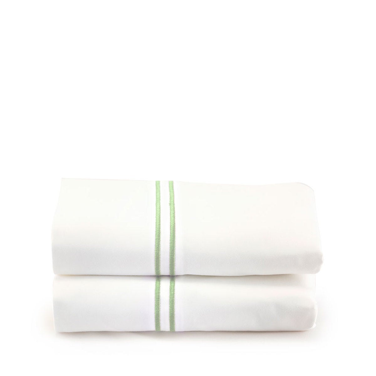 500 Thread Count Sateen Satin Stitch Standard Pillowcases - Set of 2 - White - White, Aloe