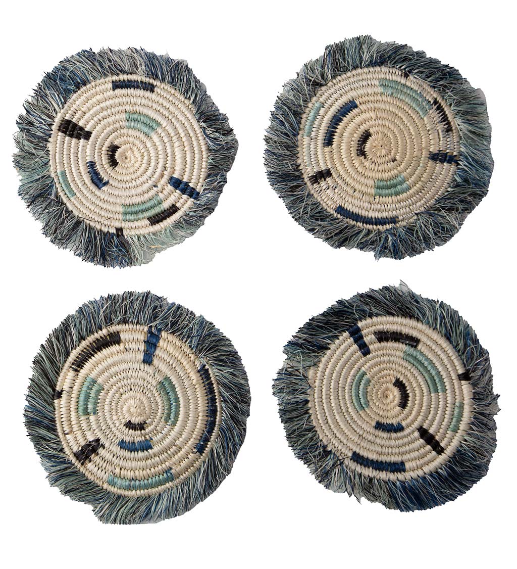 Rwandan Woven Coasters Blue, Set of 4 swatch image