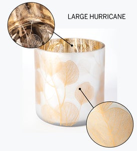 Etched Silver Dollar Glass Hurricane Candle Holder, Large