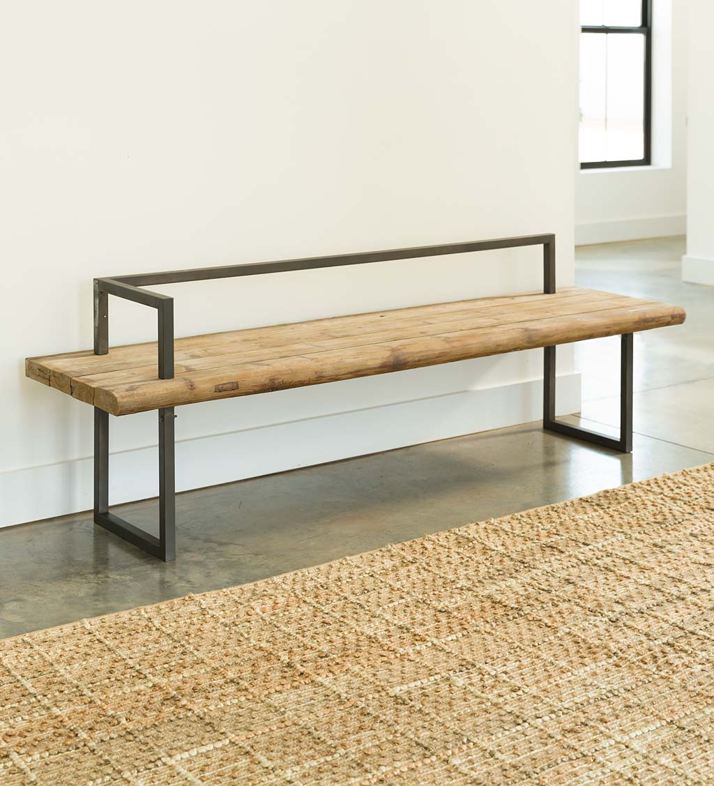 Metal and Recycled Wood Bench