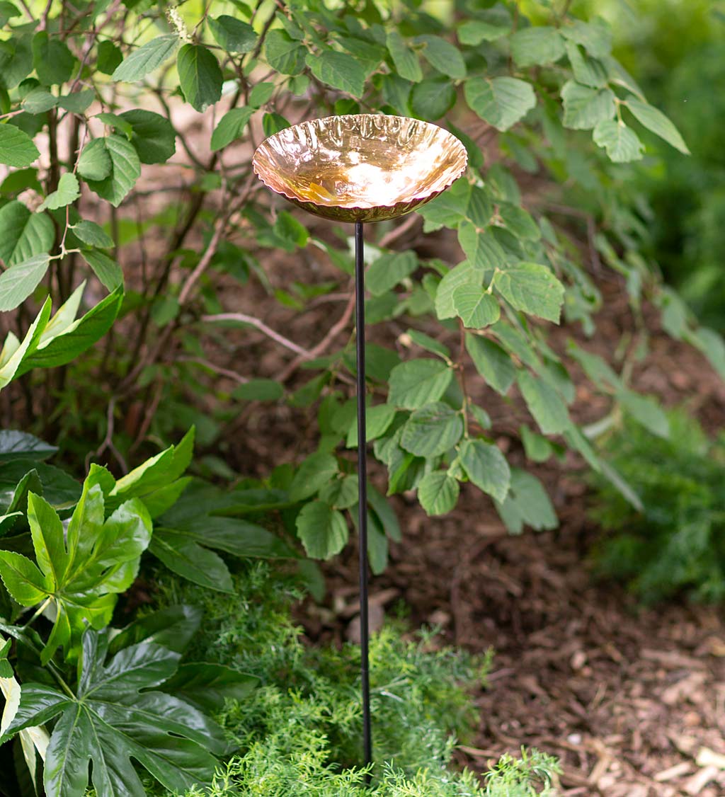 Copper Birdbath Garden Stake, Medium 8"Dia.