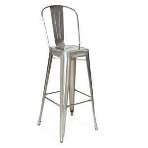 Recycled Industrial Steel Bar Stool - Gray