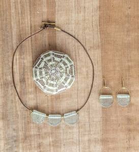 Playa Recycled Glass Drop Brass Earrings