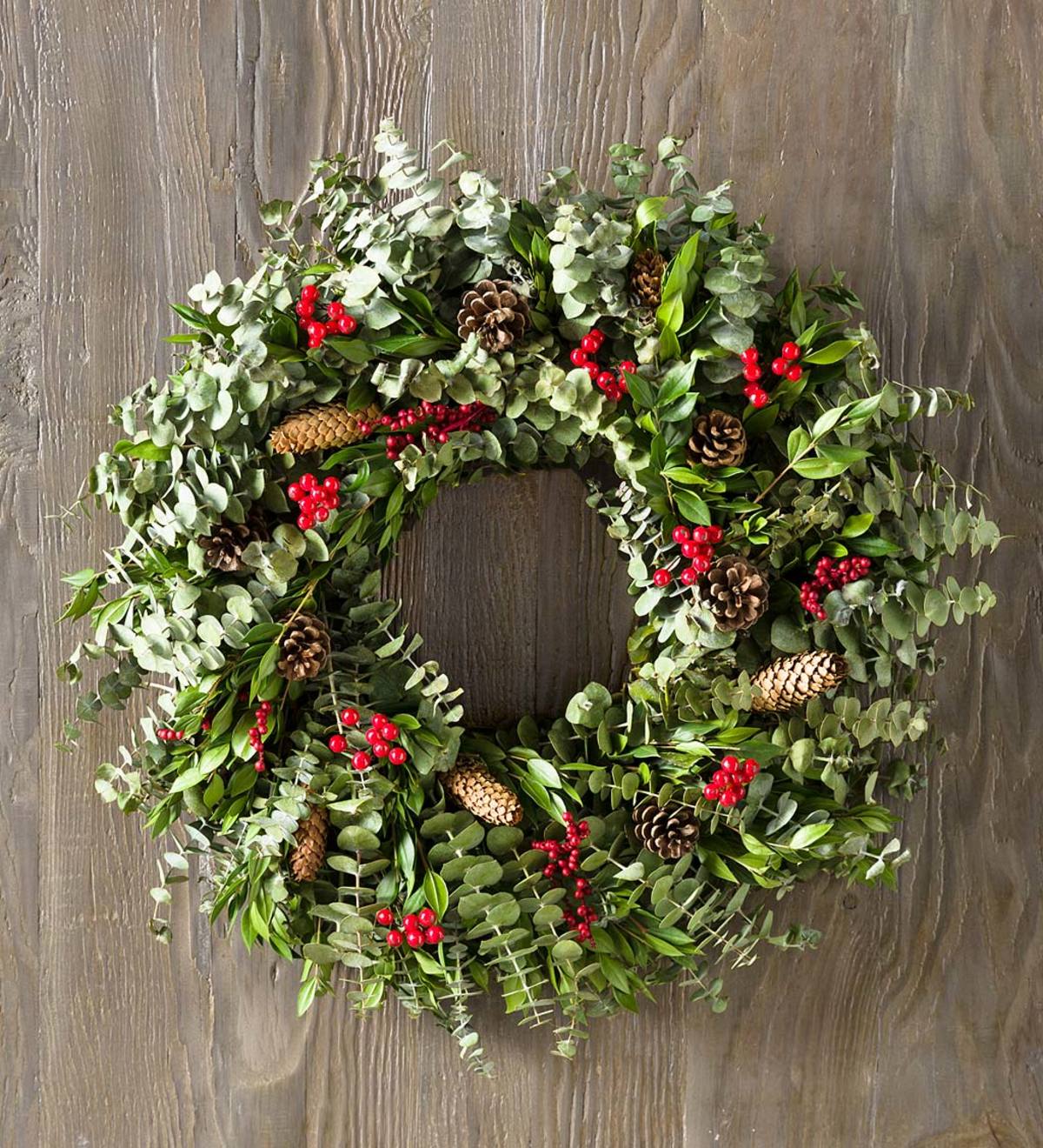 Berried Pine Cone Wreath with Hanger