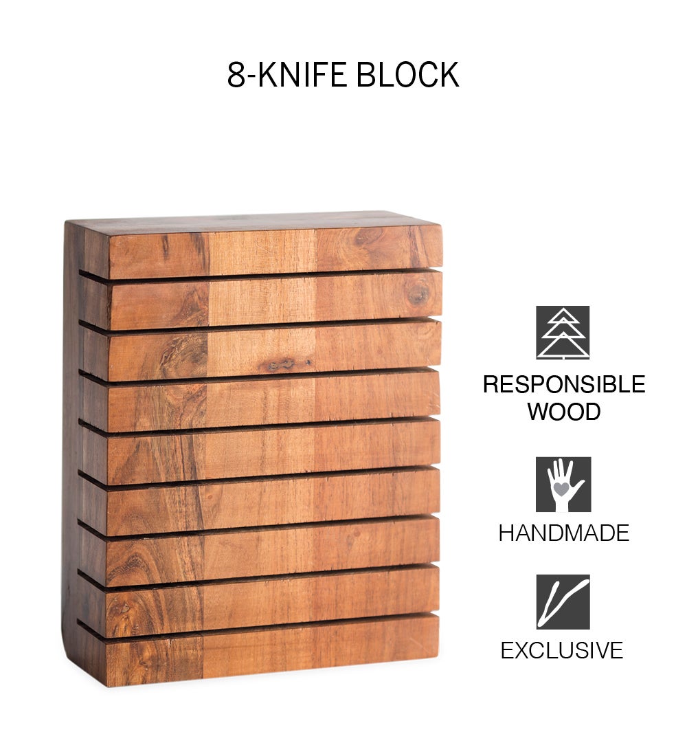 Acacia Wood Horizontal 8-Knife Block