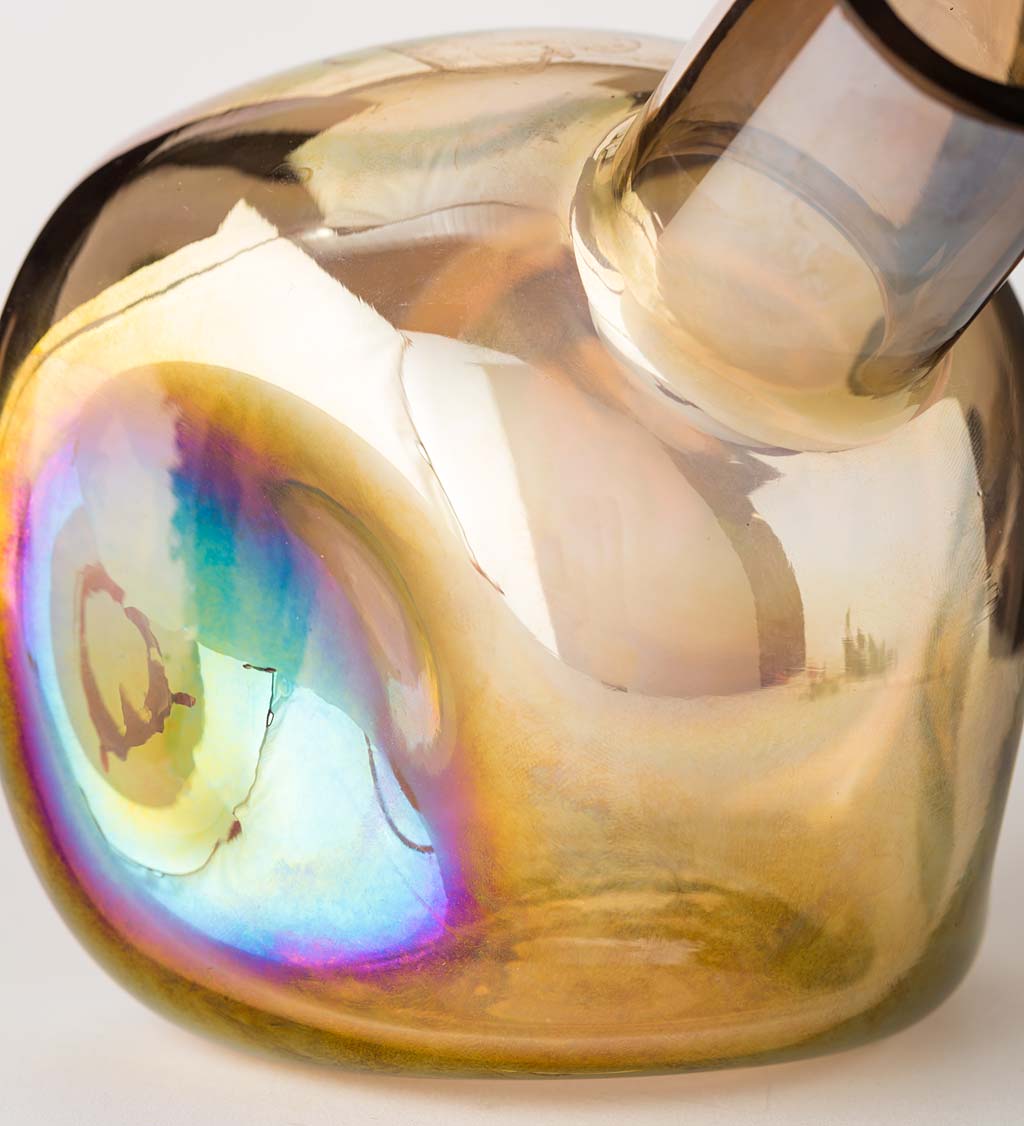 Dual-Dented Iridescent Glass Vase, Medium