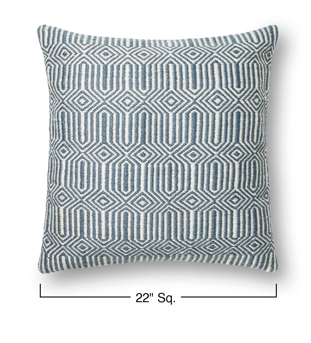 Navy/Ivory Indoor Outdoor Pillow, 22" Square