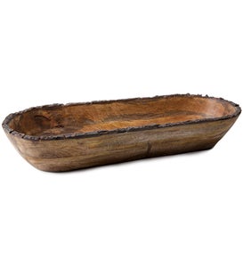 Live Edge Wooden Serving Boat Bowl - Large