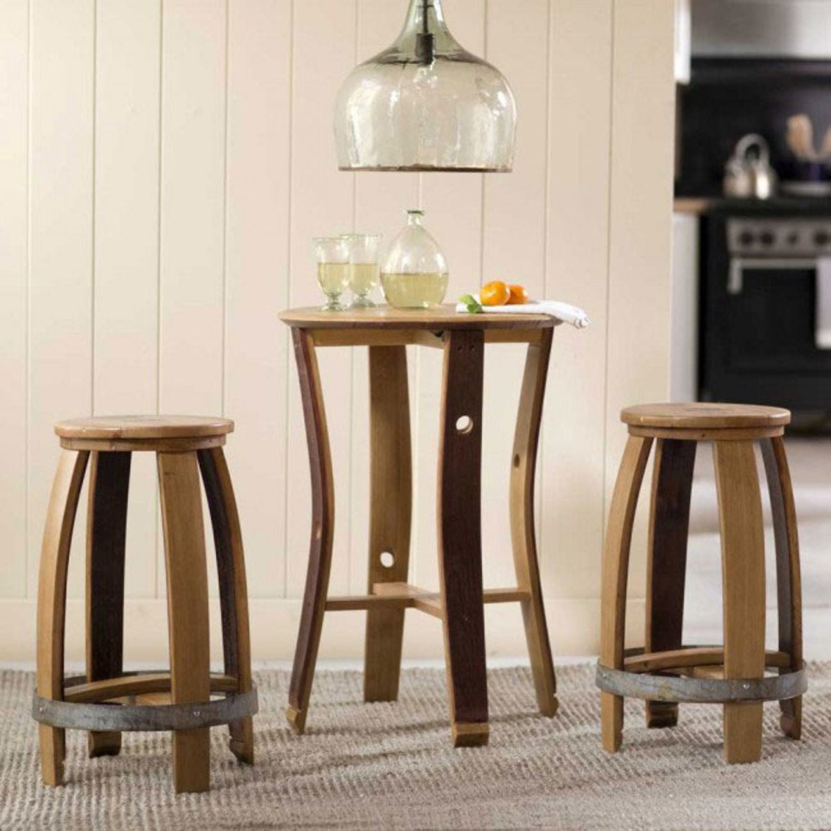 Barrel Stave Café Table and Stools