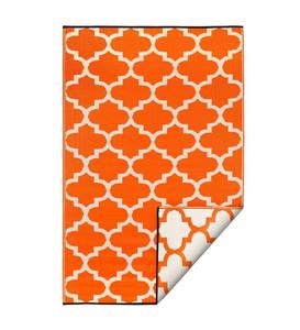 Reversible & Recycled Indoor/Outdoor Rug Tangier Style, 5x8 - Carrot/White