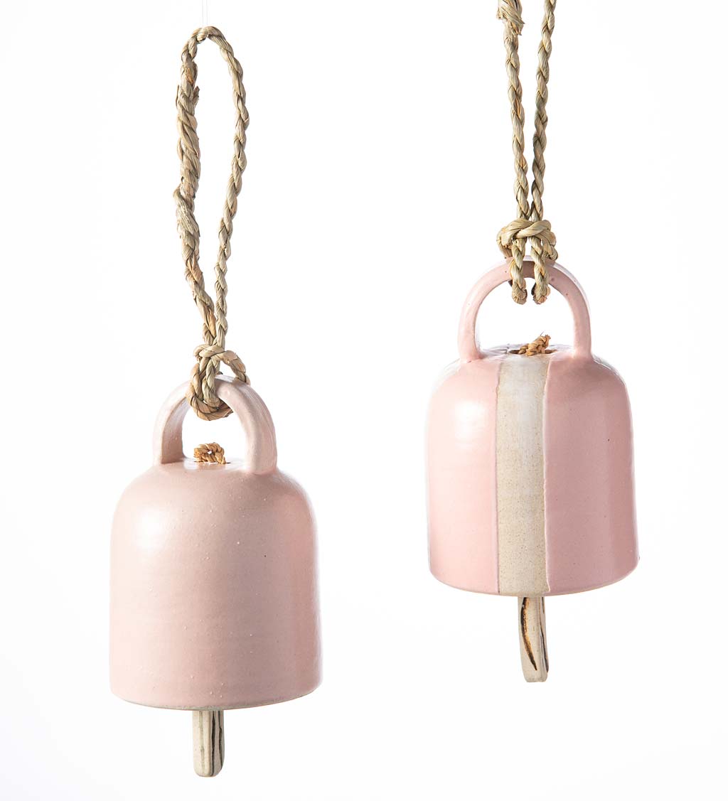 Artisan-made Petite Ceramic Bell Chimes, Set of 2
