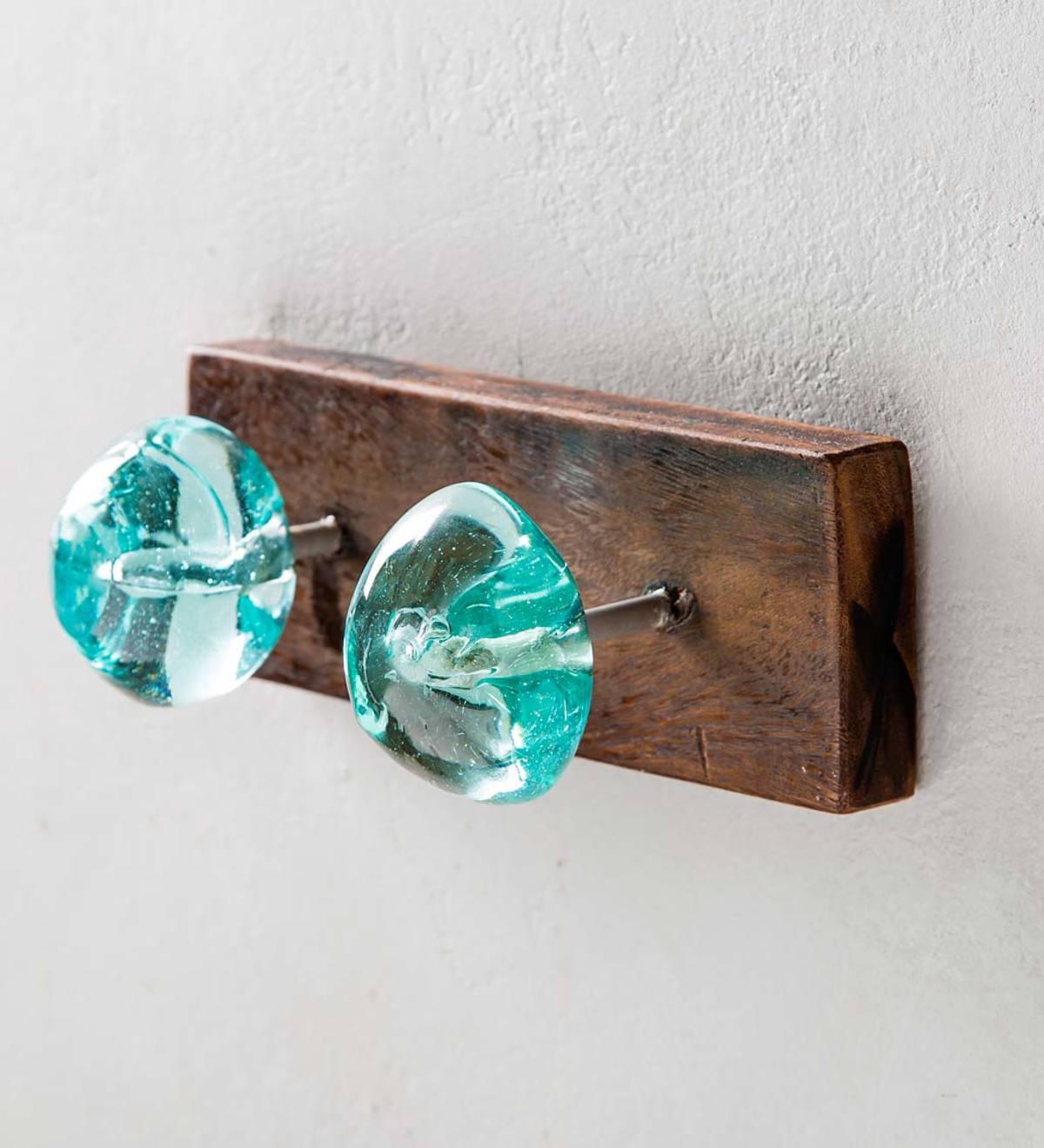 Recycled Glass and Reclaimed Wood Hooks - 2 Hook
