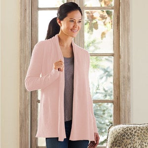 Lightweight Cashmere Duster Cardigan - Pink - L (12-14)