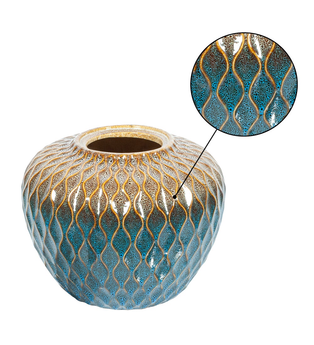 Blue Diamond Ceramic Fire Bowl