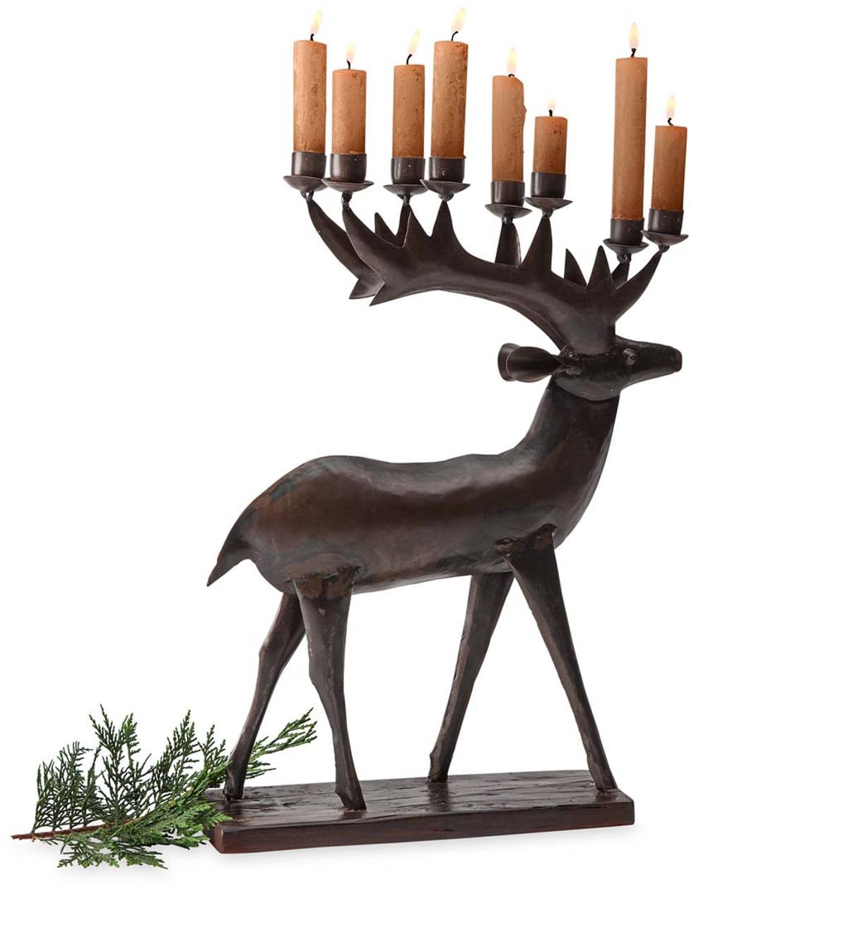 Rustic Metal Reindeer Candle Holders Christmas Decoration Tealights Novelty 