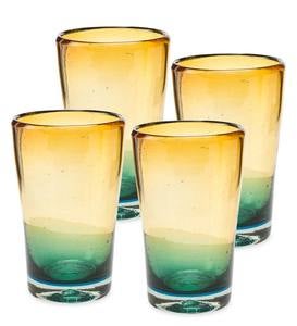 Golden Shore Recycled Glass Goblets, Set of 4