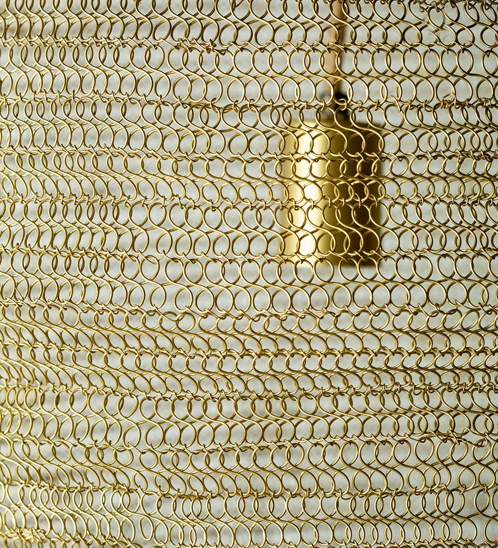 Wire Mesh Brass Pendant Light, Large
