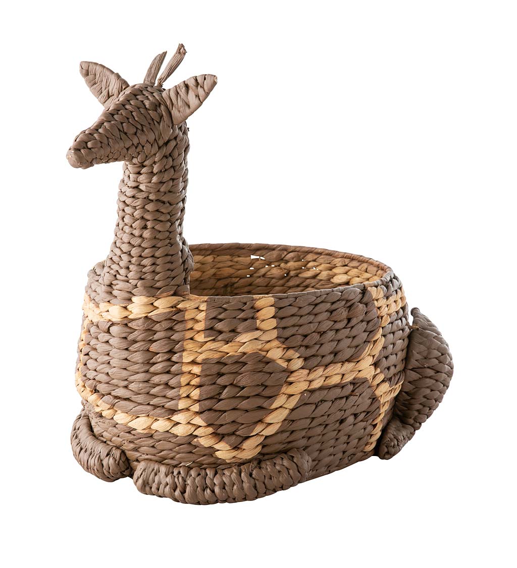 Hand-Woven Giraffe Shaped Storage Basket