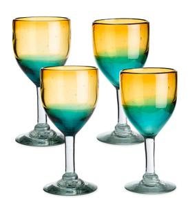 Golden Shore Recycled Glass Goblets, Set of 4