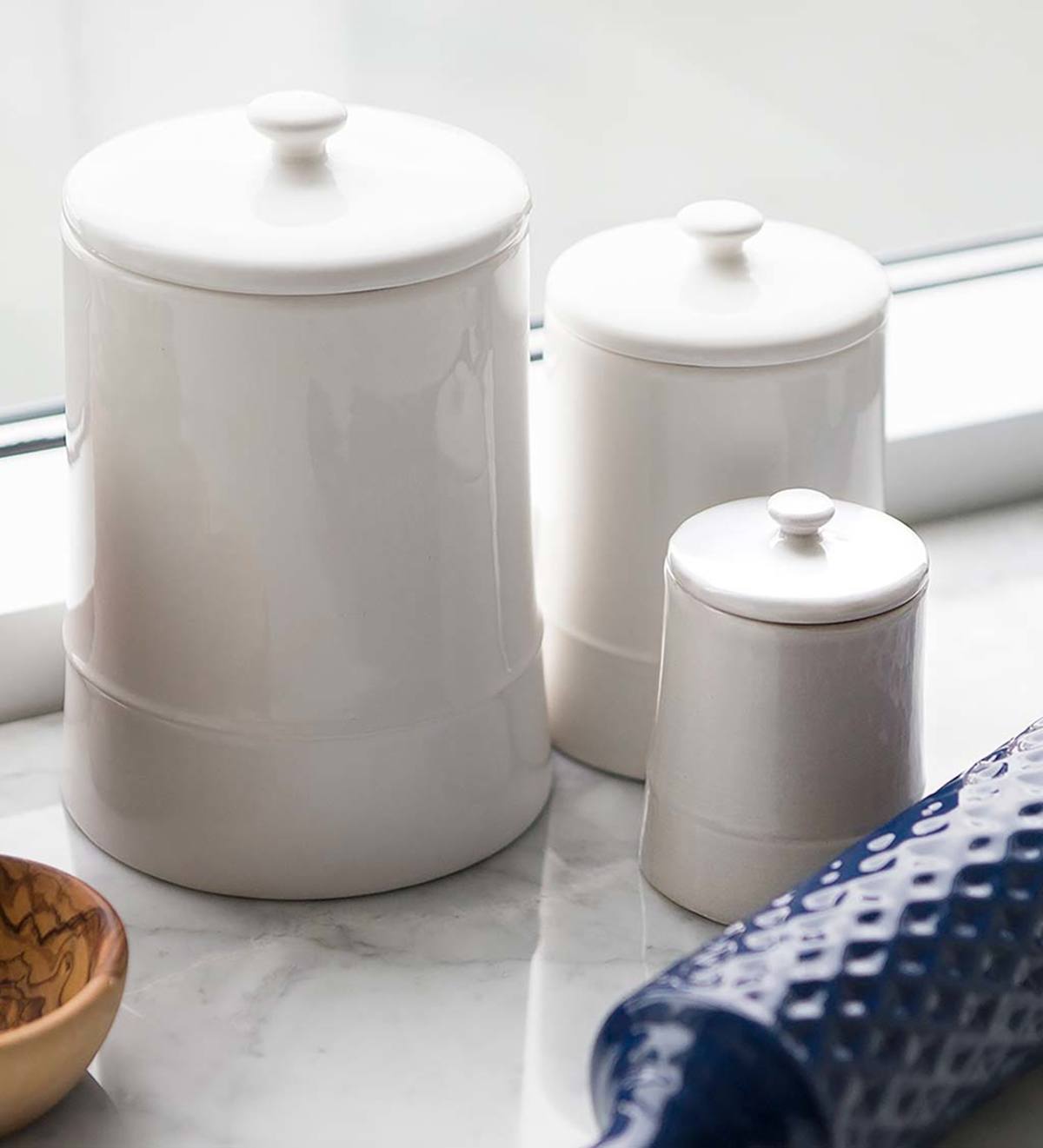 Cucina Kitchen Canisters Set of 3 - White