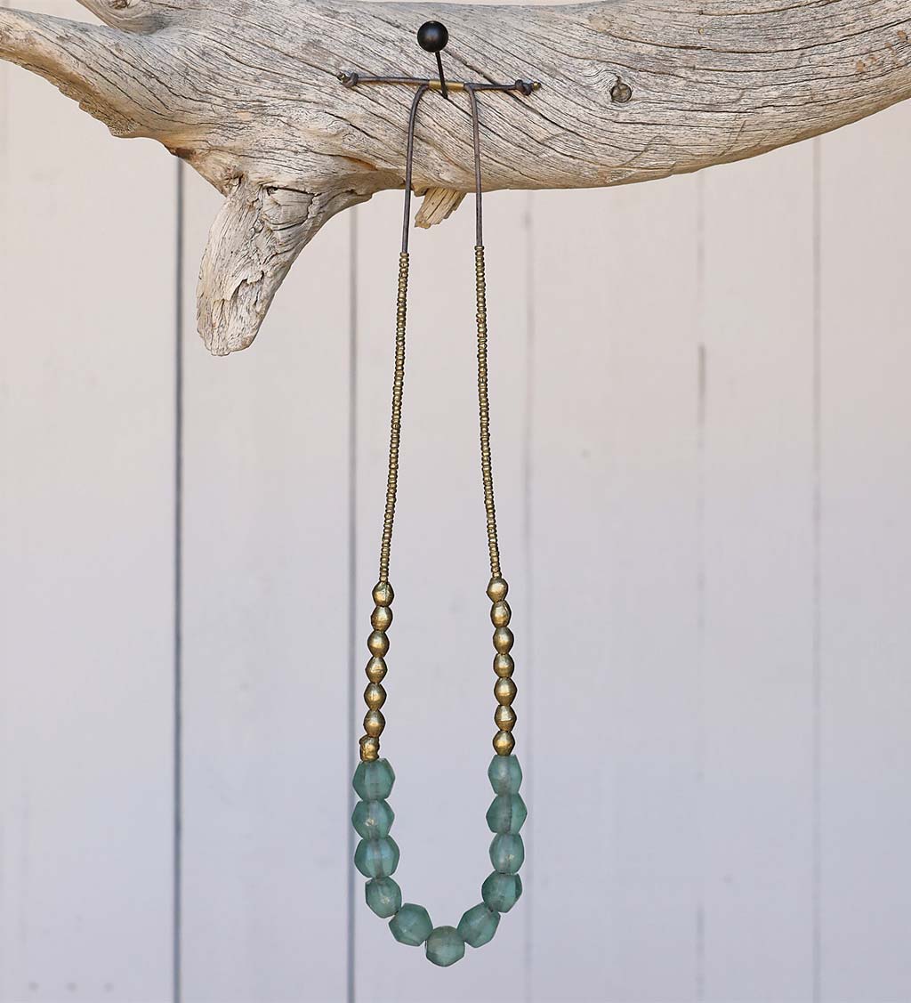 Recycled Sea Glass Beaded Brass Jewelry Collection
