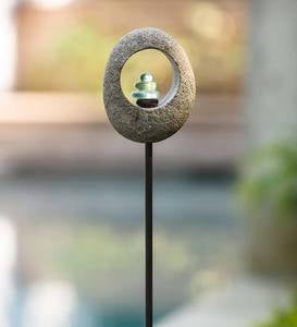 Stone Encased Glass Cairn Garden Stake