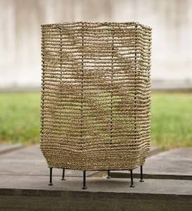 Seagrass Basket Planters with Iron Base, Set of 2